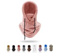 Sherpa Hood, Unisex Warm Ski Hooded Scarf, Balaclavas for Men Winter, Balaclava Women, Snoods for Men, Winter Hat with Neck and Face Cover, For Outdoor Skiing Cycling Walking Winter Adventures(Pink)