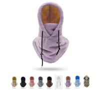 Sherpa Hood, Unisex Warm Ski Hooded Scarf, Balaclavas for Men Winter, Balaclava Women, Snoods for Men, Winter Hat with Neck and Face Cover, For Outdoor Skiing Cycling Walking Winter Adventures(Purple)