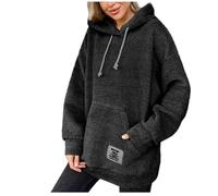 Sherpa Hoodie for Women Fuzzy Fluffy Hooded Sweatshirt Teddy Faux Fur Jumper Fleece Pullover with Pocket Casual Loose Plain Tops Ladies Winter Warm Fleece Blanket Top