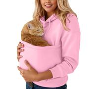 Sherpa Hoodies with Kangaroo Pouch Funny Sweatshirts with Cat Pocket Dog Puppy Carrier Long Sleeve Winter Warm Fuzzy Fleece Cute Pet Holder Hoodies Carrier Pullover Holder Tops for Animal Lover