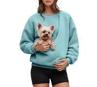 Sherpa Hoodies with Kangaroo Pouch Funny Sweatshirts with Cat Pocket Dog Puppy Carrier Winter Warm Fuzzy Fleece Long Sleeve Pullover Cute Pet HolderTops for Pet Animal Lover