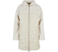 Urban Classics Damen Jacke Ladies Oversized Sherpa Quilted Coat Softseagrass/Whi