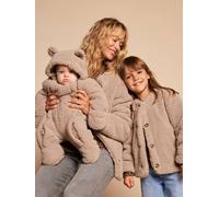 Sherpa Jacket with Leopard-Print Lining, Mother-Daughter Capsule Collection, ENVIE DE FRAISE taupe