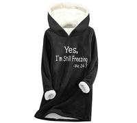 Sherpa Lined Pullover for Women UK Yes I'm Still Freezing Jumper Plush Winter Warm Underwear Fluffy Fuzzy Fleece Sweatshirt Long Sleeve Round Neck Hooded Pullovers Soft Comfy Loose Undershirt Top