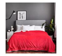 Sherpa Teddy Lush Super Soft Blanket Faux Fur Shaggy with Crystal Fleece at Back Cosy Fluffy Fuzzy Warm Solid for Sofa Couch & Bed Décor Double Ply Fully Reversible Throw (King (200x240cm), Red/Xmas)