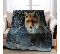 Sherpa Throw Blanket 100 x 130 cm red fox Printed Fleece Super Fluffy Lightweight Flannel Blanket for Adults Kids Soft Warm