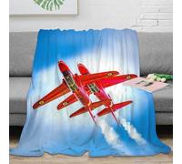Sherpa Throw Blanket-3D Air Show Stylish Design Super Soft Fuzzy Cozy Warm Red Arrows Plane Blankets 50x60inch(127x152cm) Thick Plush Fluffy Furry Deco for Teen Girls Couch Bed Sofa Men Boys Gift