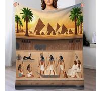Sherpa Throw Blanket-3D Ancient Egyptian Mural Stylish Design Super Soft Fuzzy Cozy Warm Pyramids Blankets 50x60inch(127x152cm) Thick Plush Fluffy Furry Deco for Teen Girls Couch Bed Sofa Men Boys Gif