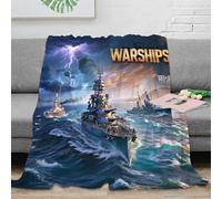 Sherpa Throw Blanket-3D Bismark Battleship Stylish Design Super Soft Fuzzy Cozy Warm WW2 Warship Blankets 40x50inch(100x130cm) Thick Plush Fluffy Furry Deco for Teen Girls Couch Bed Sofa Men Boys Gift