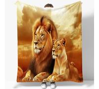 Sherpa Throw Blanket Animals Lion Lioness 3D Printed Fleece Blankets Adults Kids Super Flannel Fleece Blanket Throw Blankets with Anti-wrinkle 180 x 200 cm Soft Warm Fleece Blanket