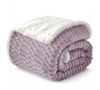 Sherpa Throw Blanket for Couch Flannel Cozy Soft Thick Blanket Warm Twin Blanket for Bed Fleece Home Decor Gifts, Z01 - Purple, 60"*80"
