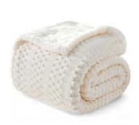 Sherpa Throw Blanket for Couch Flannel Cozy Soft Thick Blanket Warm Twin Blanket for Bed Fleece Home Decor Gifts, Z01 - White, 60"*80"