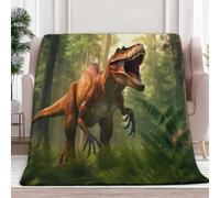 Sherpa Throw Blanket Forest Dinosaurs Fleece Blanket Double, Soft Fluffy Fuzzy Warm Blankets Throws for Bed and Couch, Large Thick Blankets for All Season Use, Green, 220x240 cm