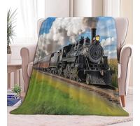 Sherpa Throw Blanket Photography Steam Train 3D Printed Fleece Blankets Super Fluffy Fleece Throw Blankets Lightweight Flannel Blankets 130 x 150 cm for Adults Kids Soft Warm Fleece Blanket