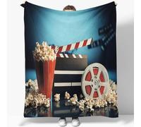 Sherpa Throw Blanket Poster Design Popcorn Film 3D Printed Fleece Blankets Super Fluffy Fleece Throw Blankets Lightweight Flannel Blankets 130 x 150 cm for Adults Kids Soft Warm Fleece Blanket