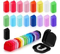 Sherr 120 Pcs Dental Retainer Case with Holes 17 Colors Denture Case Mouth Guard Holder False Teeth Container Multicolored Retainer Holder for Travel Office Home
