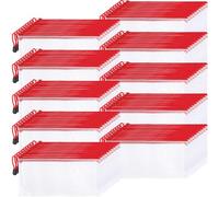 Sherr 120 Pcs Mesh Zipper Pouch Bulk Pencil Pouches 9.45'' x 4.53'' Small Clear Mesh Bags with Zipper A6 Waterproof File Bag Pencil Case for School Office Travel Organization(Red)