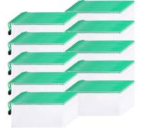 Sherr 120 Pcs Mesh Zipper Pouch Bulk Pencil Pouches 9.45'' x 4.53'' Small Clear Mesh Bags with Zipper A6 Waterproof File Bag Pencil Case for School Office Travel Organization(Green)