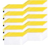 Sherr 120 Pcs Mesh Zipper Pouch Bulk Pencil Pouches 9.45'' x 4.53'' Small Clear Mesh Bags with Zipper A6 Waterproof File Bag Pencil Case for School Office Travel Organization (Yellow)