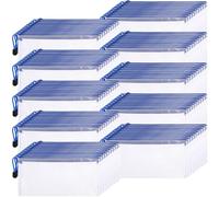 Sherr 120 Pcs Mesh Zipper Pouch Bulk Pencil Pouches 9.45'' x 4.53'' Small Clear Mesh Bags with Zipper A6 Waterproof File Bag Pencil Case for School Office Travel Organization(Blue)