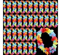 Sherr 24 Pcs LED Leis Light Up Wedding Hawaiian Leis Flower Necklace Hawaiian Leis with LED Lights Beach Tropical Carnival Party Wedding Supplies Luau Leis for Masquerade（Rainbow Colors）