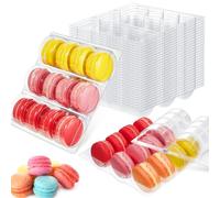 Sherr 36 Pcs Macaron Boxes Clear Plastic Macaron Storage Containers Macaroon Packaging Display Trays for Cookie, Wedding, Party Gifts