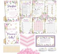 Sherr 424 Pcs Butterfly Baby Shower Games 6 Games Baby Shower Bingo Price Is Right Guess Who Mom or Daddy Description and Well Wishes Word Search How Big Is Mommys Belly Pacifier Hunt