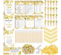 Sherr 476 Pcs Bee Baby Shower Games 6 Sets Activities Card Pacifier Hunt Game 50 Pacifier How Big Is Mommy's Belly Sign 50 Guessing Card 2 Measuring Tape Don't Say Baby Sign 50 Clothespin
