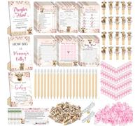 Sherr 476 Pcs Highland Cow Baby Shower Games 6 Sets Activities Card Pacifier Hunt Game 50 Pacifier How Big Is Mommy's Belly Sign 50 Guessing Card 2 Measuring Tape Don't Say Baby Sign 50 Clothespin