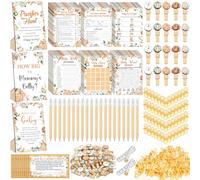 Sherr 476 Pcs Little Pumpkin Baby Shower Game 6 Sets Activities Cards Pacifier Hunt Game 50 Pacifiers How Big Is Mommy's Belly Sign 50 Guessing Cards 2 Measuring Tape Don't Say Baby Sign 50 Clothespin