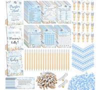 Sherr 476 Pcs Under The Sea Baby Shower Games 6 Sets Activities Cards Pacifier Hunt Game 50 Pacifiers How Big Is Mommy's Belly Sign 50 Guessing Cards 2 Measuring Tape Don't Say Baby Sign 50 Clothespin