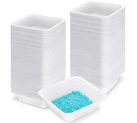 Sherr 500 Pack 100ml Weigh Boats Medium Large Bulk Anti Static White Pans Plastic Square Easy Pour Boats Weighing Trays for Capsule Filling, Lab Dish, Powder, Liquid, Food, Sample Container