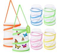 Sherr 6 Pack Butterfly Habitat Cage, 9"x11" Pop-up Mesh Butterfly Net Terrarium, Reusable Caterpillar Raising Kit, Portable Bug Catcher Enclosure for Transporting and Raising Critter (5 Mixed)
