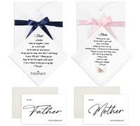Sherr Wedding Handkerchief, 10 Pcs Mother of the Bride, to My Mom on My Wedding Day Card Set Keepsake Hankie Wedding Gifts for Parents, Classic Colors/ Mainly Blue and Pink