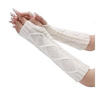 SherryDC Women's Cable Knit Thigh High Boot Socks Extra Long Winter Stockings Leg Warmers, Golves-white, One Size