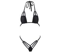 SHERRYLO Extreme Micro Bikini G String Thong Slutty Mini Bathing Suit Sexy Exotic Mini Swimsuit for Women Tanning Bikinis Set, Black, One Size