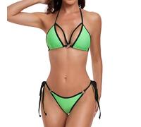 SHERRYLO Microbikini Thong Bikini Swimsuit for Women Womens Bathing Suit Sexy Micro String Bikinis Thongs Bottoms Swimsuits, 23019-green Black, S