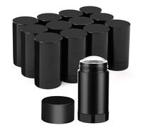 Sherules 15 Pack Black Empty Deodorant Containers - 1.7oz/50ml Twist-Up Refillable Tubes, Bottom-Fill Round Plastic Sticks for DIY Homemade Deodorant, Lip Balm & Solid Cosmetics