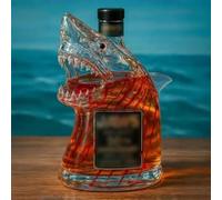 Sherum Bruce The Shark Whiskey Bottle, Jaws 50th Anniversary Limited Edition Whiskey Bottle,Unique Transparent Engraved Animal Shape Glass, for Whisky Lover Men Dad Husband (A)