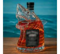 Sherum Bruce The Shark Whiskey Bottle, Jaws 50th Anniversary Limited Edition Whiskey Bottle,Unique Transparent Engraved Animal Shape Glass, for Whisky Lover Men Dad Husband (C)