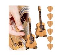 Sherum Strumbox,Sheremart Strumbox,Dotmalls StrumBox,Wooden Acoustic Guitar Pick Box,Guitar Pick Necklace,Guitar Pick Holder,Wood Portable Guitar Pick Display Case with Stand Storage Case (2Set)