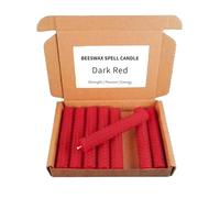 Sherwood Forest Candles - 8 x Dark Red Hand-Rolled Beeswax Spell Candles, 10cm Ritual Set with Colour Correspondence Guide
