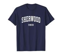 Sherwood Ohio OH Vintage Athletic Sports Design T-Shirt, Men, Navy Blue, Medium