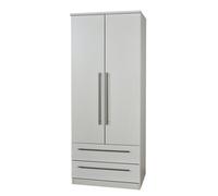 Sherwood Ready Assembled Contemporary Matt Grey 2 Drawer Double Wardrobe (H)1825mm (W)740mm (D)530mm