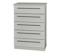 Sherwood Matt Grey 5 Drawer Bedside Chest (H)1075mm (W)765mm (D)415mm