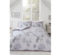 Rapport Home Sherwood Forest Christmas Deer Bedding Set - Single Size Duvet Cover with Piped Trim, Festive Woodland Design, Soft & Durable Xmas Bed Set