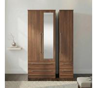 Sherwood Wardrobe - 3 Door - 1 Mirror - Combi - Walnut