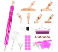 Sheryl&Rain 22Pcs Diamond Painting Pens Kits, Diamond Art Pens Metal Tips with Roller, Clay, Pin, Brush, Magnifier, Ergonomic 5D Dimond Painting Accessories Tools for DIY Crystal Drill Bead(Purple)