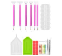 Sheryl&Rain 23Pcs Diamond Painting Accessories,12 Grids Diamond Painting Storage Boxes, Diamonds Art Accessories 6Pcs Drill Pens,Trays,Spoon,Labels,Tweezers,Diamond Embroidery Tools for Adults Kids