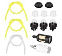 Sheryl&Rain 3 Fuel Lines Hose with Fuel Filter and Primer Bulb Universal Fuel Line Hose Tube, Petro Fuel Line with Soft Pipe Filter Primer Bulb Pump for Mower Strimmer, Garden Machine Fitting (13 Pcs)